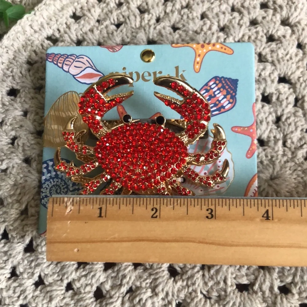 BEACHY Red and Gold CRAB Hair Claw Clip